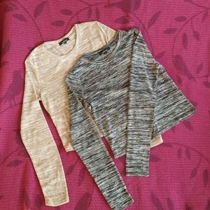 Lot 2 long sleeve crop top Heather Black Heather Beige M